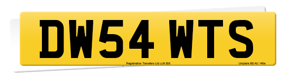 Registration number DW54 WTS